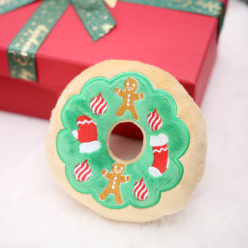 Dog Plush Toy - Christmas Donut Green Gingerbread