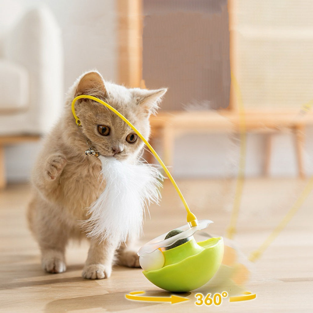 Cat Tumbler Toy with fluffy feather