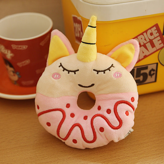 Dog Plush Toy - Pinky Unicorn Donut w/ Squeaker