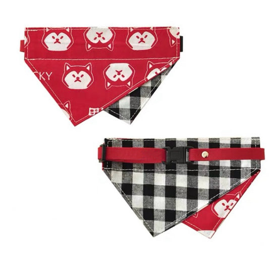 Cat Double Sided Revisable Bib - Red Shiba