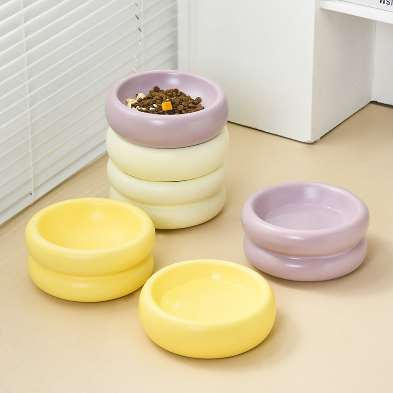 Pet Donut Ceramic Feeding Bowl (Available in 3 colours)