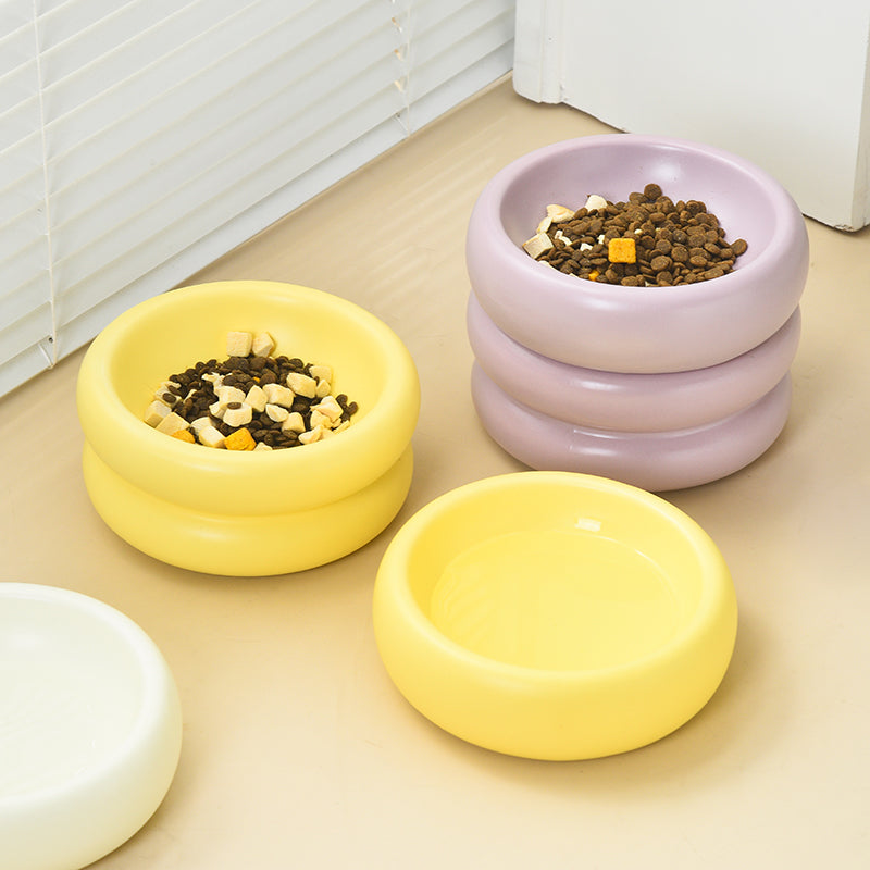 Pet Donut Ceramic Feeding Bowl (Available in 3 colours)