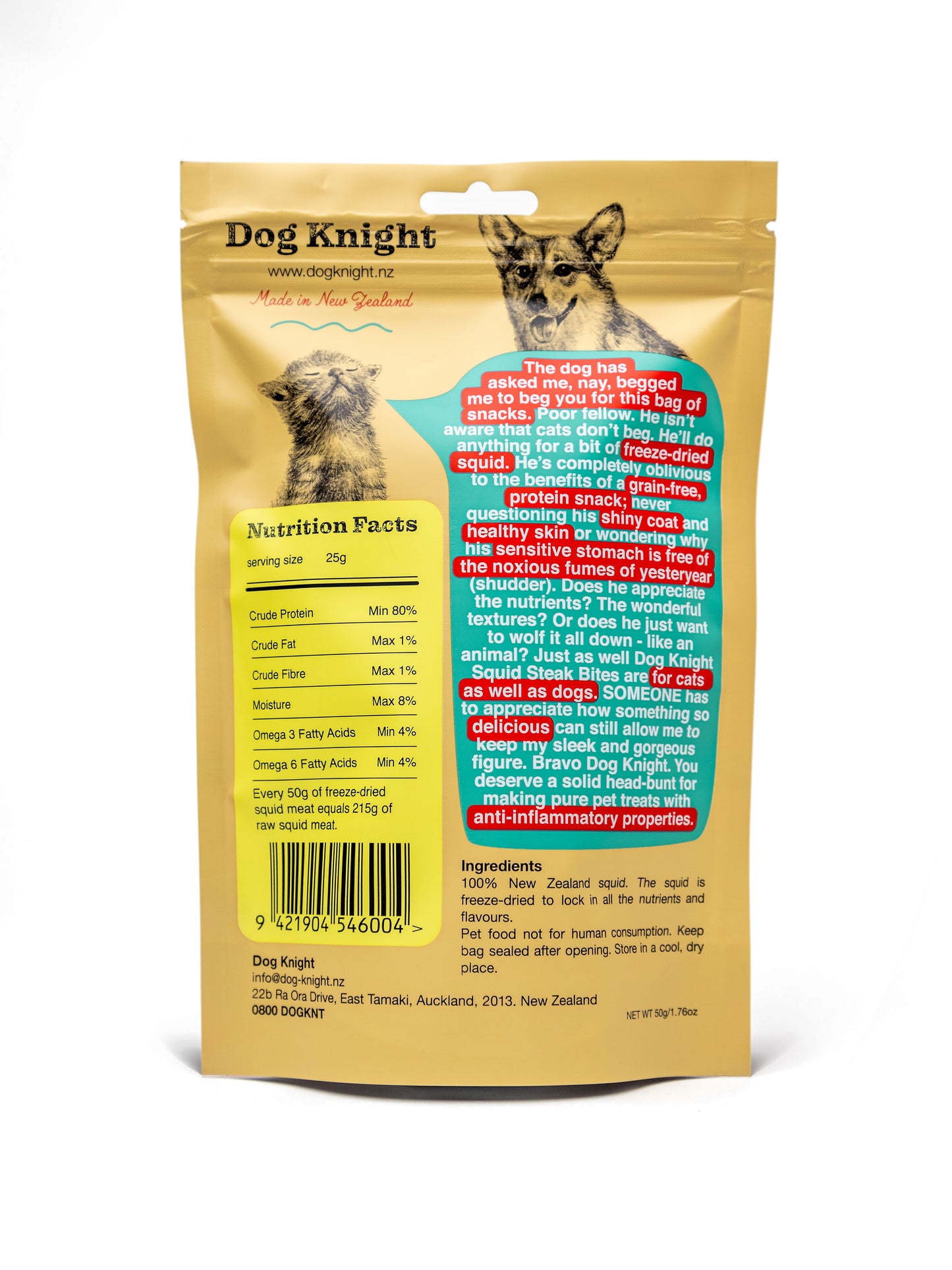 Dog Knight Pet Treat Squid Bites 50g