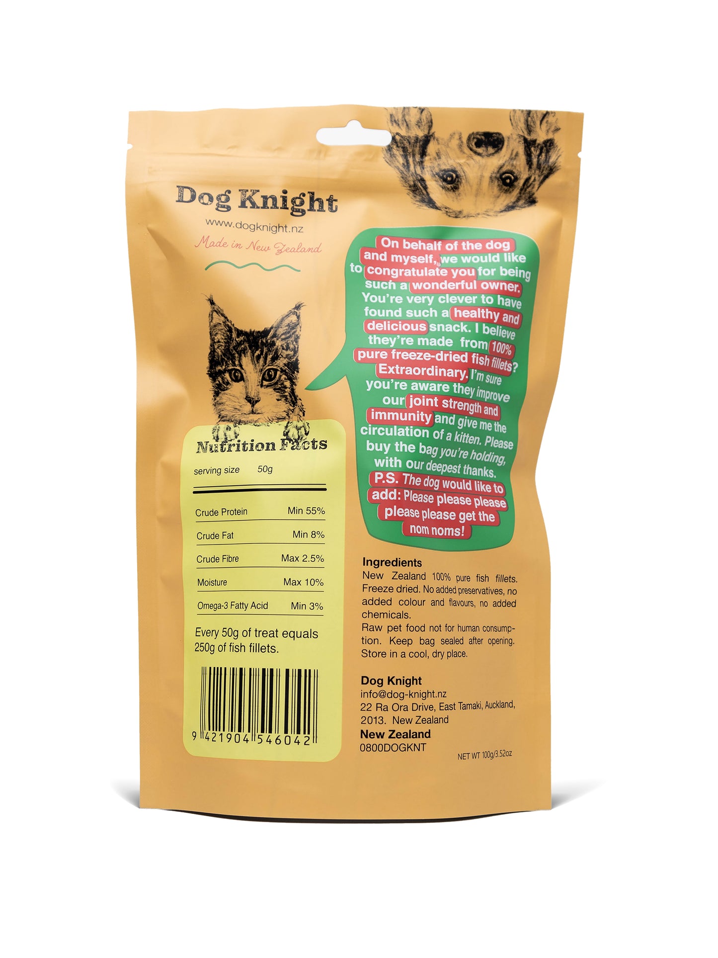 Dog Knight Freeze Dried Ling Fish Fillet 100g