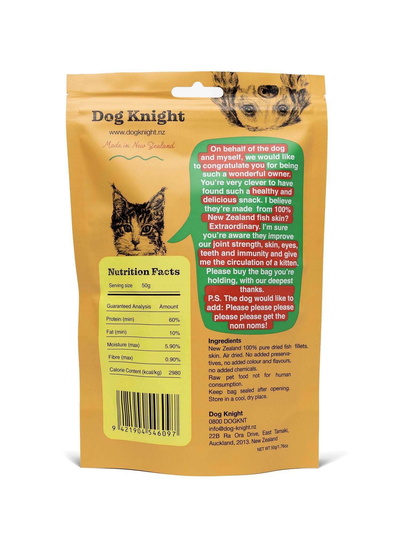 Dog Knight Pet Treats Air Dried Fish Skin 50g