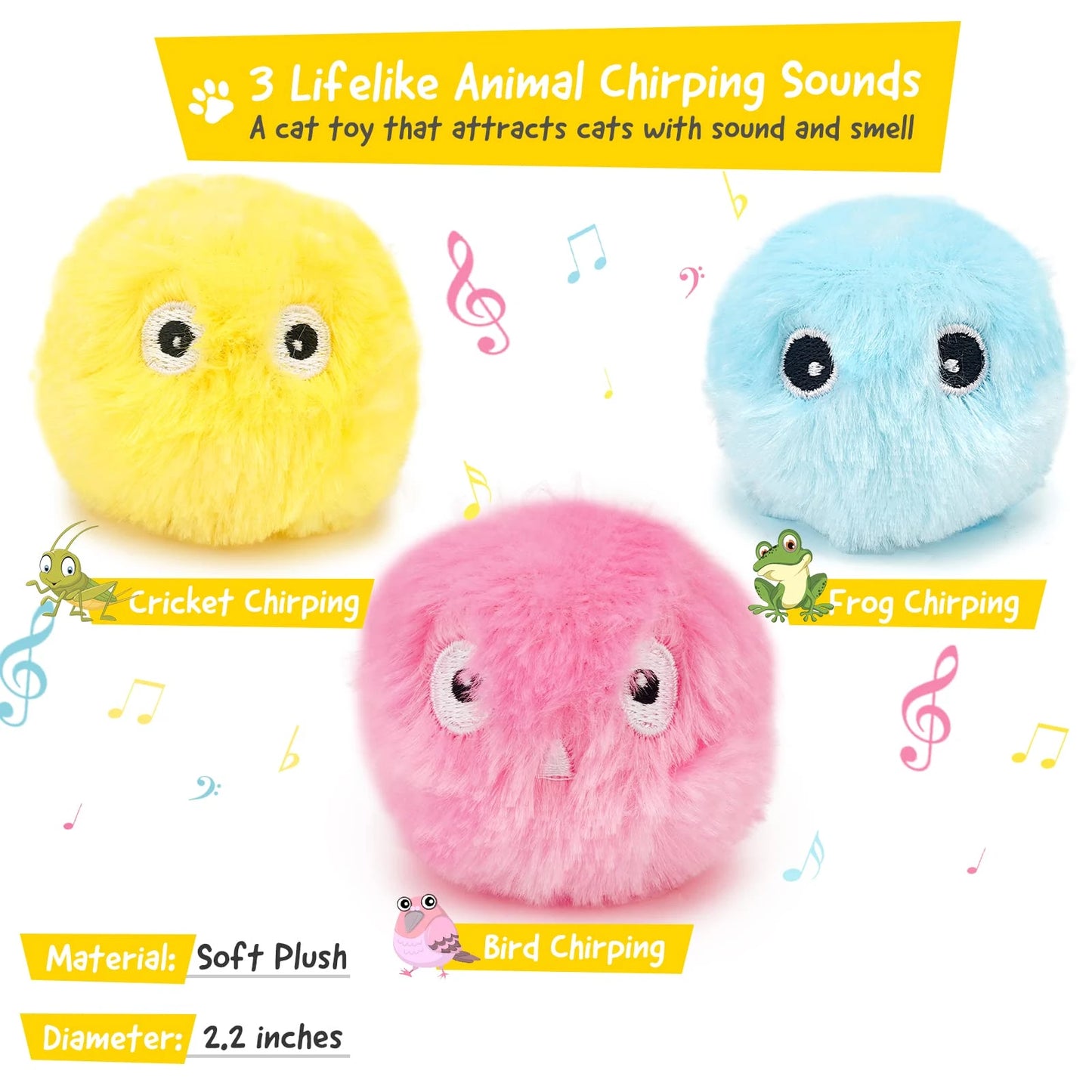 Cat Chirping Interactive Fluffy Ball Toy