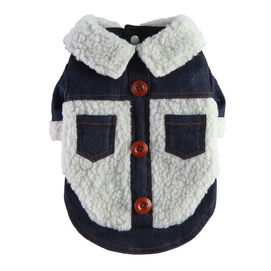 Dog Teddy Denim Button Jacket