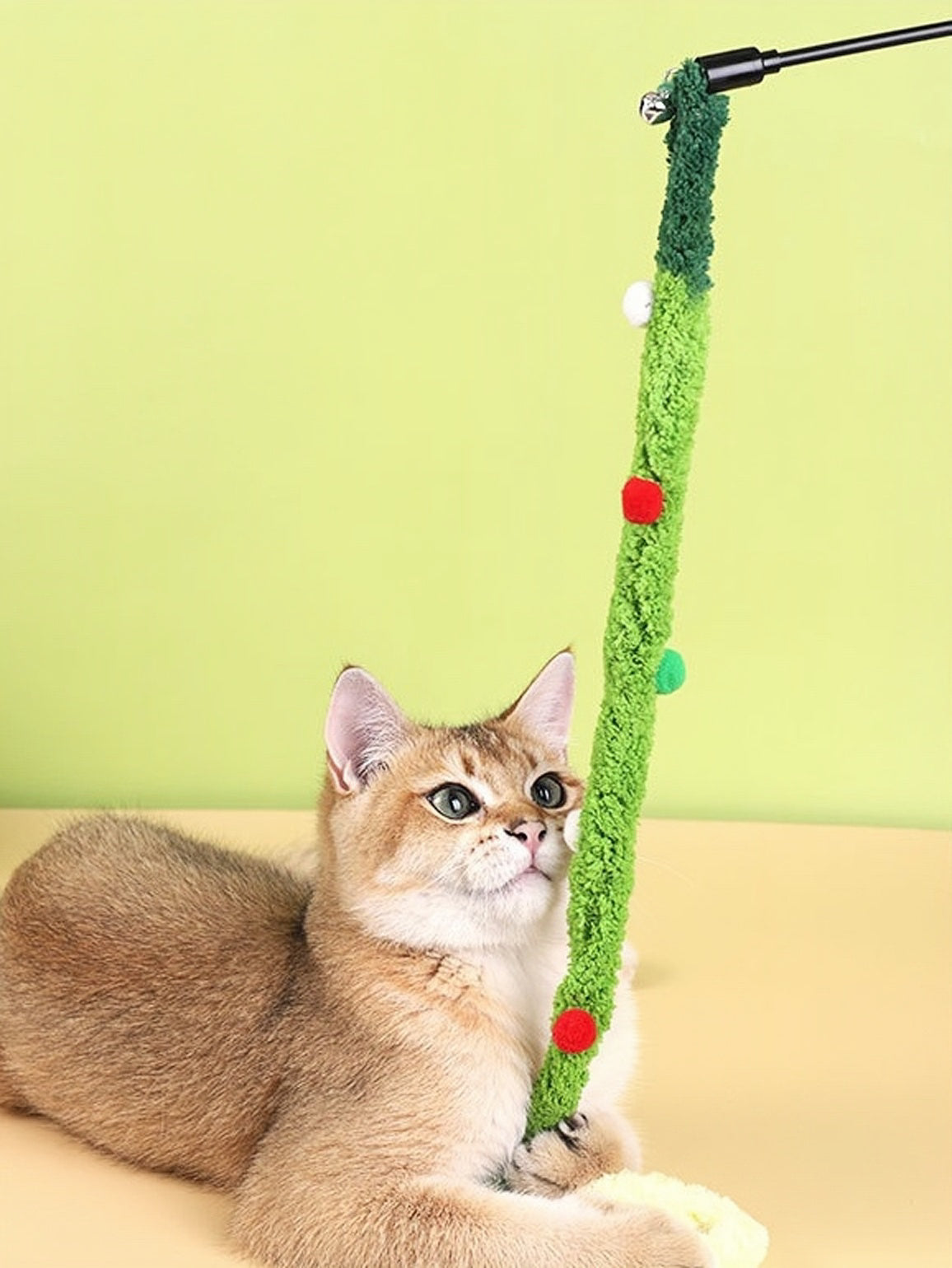 Cat Christmas Pom Pom Teaser Wand