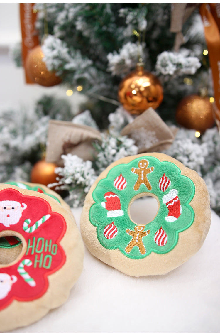 Dog Plush Toy - Christmas Donut Green Gingerbread