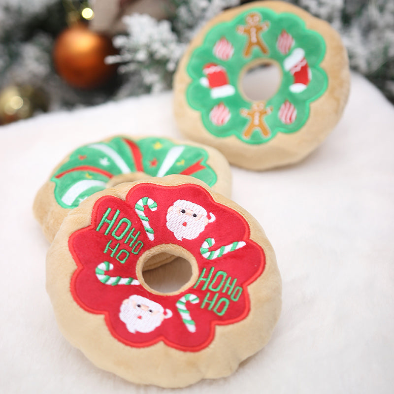 Dog Plush Toy - Christmas Donut Green Gingerbread