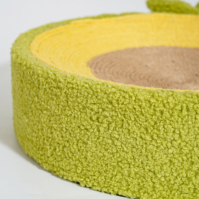 2 in 1 Avocado Cat Scratcher Pad Bowl Bed